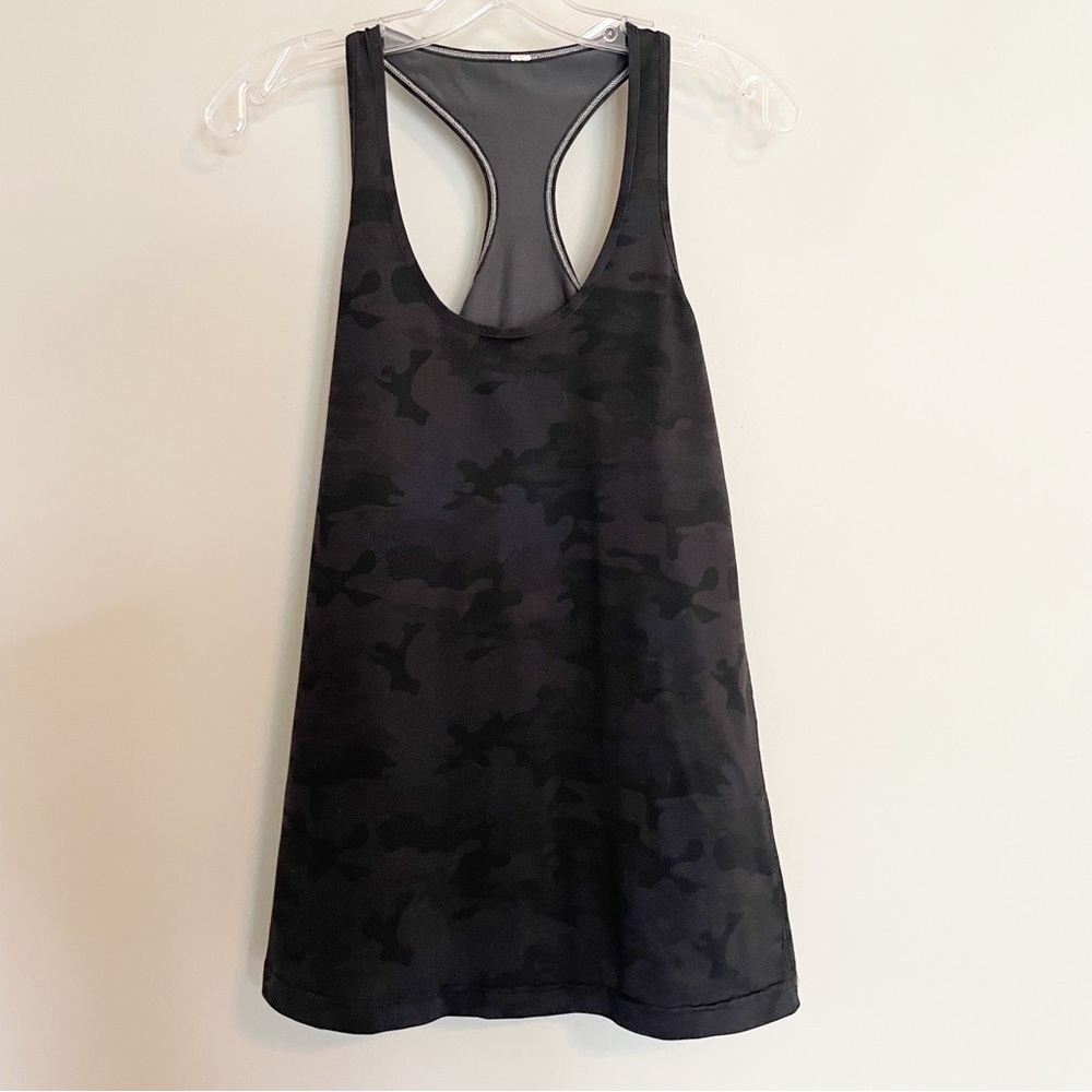 Lululemon Luon Fitted Tank Top Shirt Black Camo Size 12